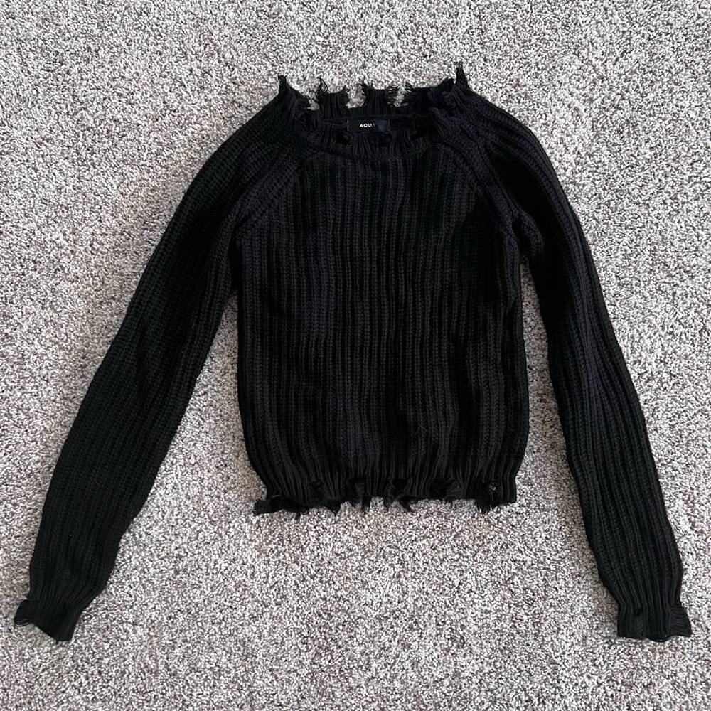 Black distressed sweater